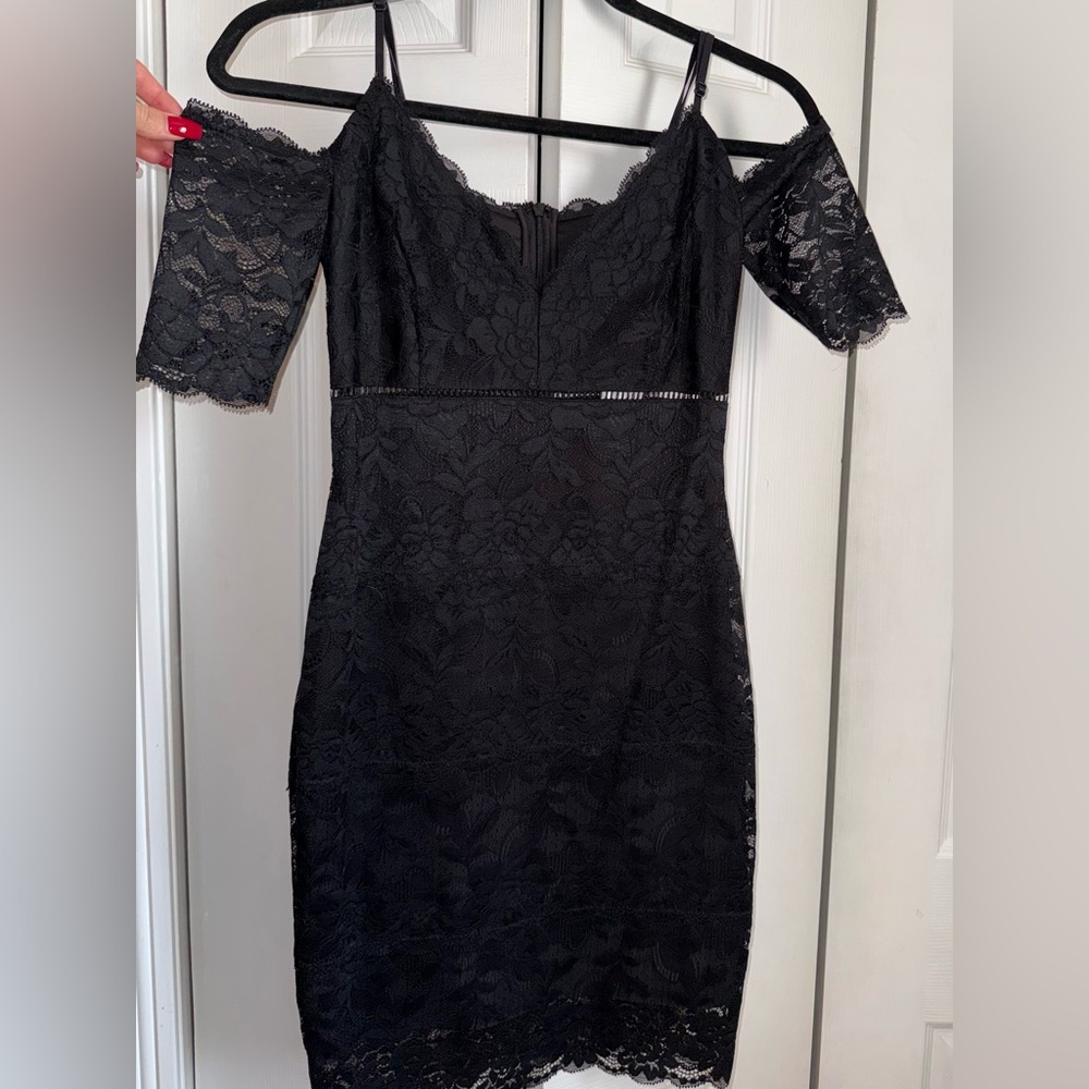 Guess Black Lace Off Shoulder Marcy Dress